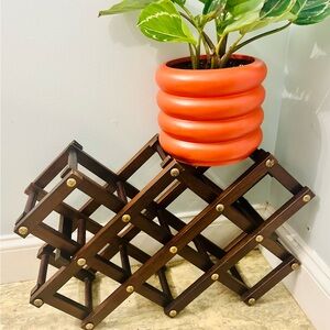 Expandable Wooden Wine Rack with Brass Details